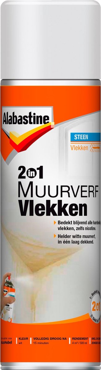 Alabastine Muurverf Spuitbus - Wit - 500 mlAlabastine Muurverf Spuitbus - Wit - 500 ml
