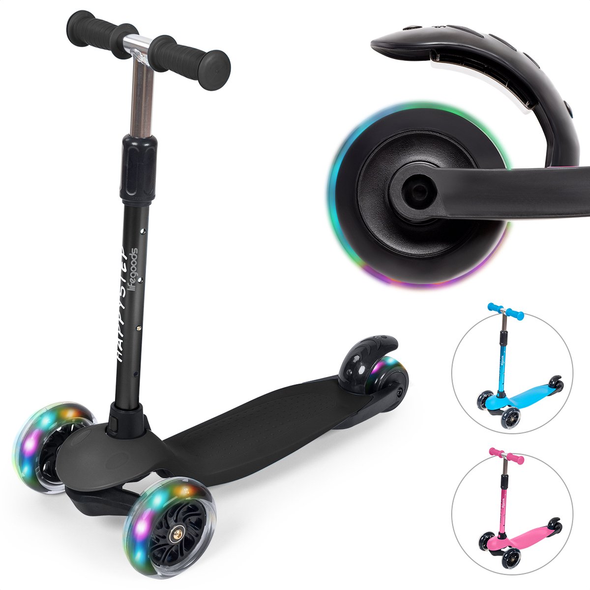 LifeGoods HappyStep - Kinderstep - Step 2-5 Jaar - 3 Lichtgevende Wielen - Jongens:Meisjes - Zwart review