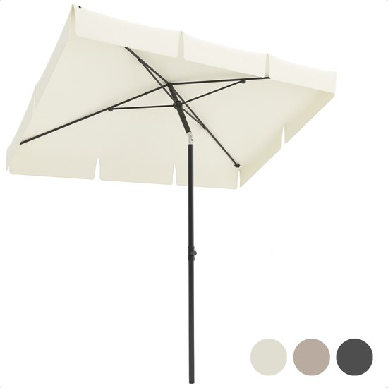 LifeGoods Parasol - Balkonparasol - 200x125cm - 30° Kantelbaar - Waterdicht - met Hoes - Crème
