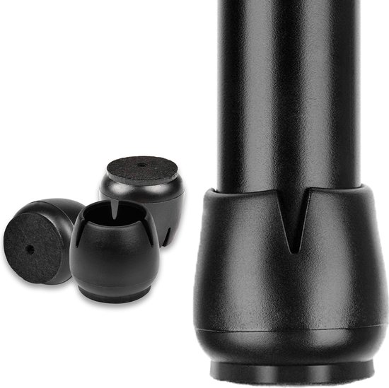 Stoelpoot Doppen - 17-21mm - AntiKras Vilt - Beschermers - 24 Stuks - Rond - Zwart Stoelpoot Doppen - 17-21mm - AntiKras Vilt - Beschermers - 24 Stuks - Rond - Zwart