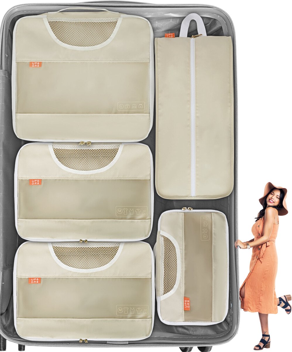 UP&GR8® Packing Cubes Backpack - Koffer Organizer Set - Reiszakken Kleding - Bagage Organizers - Kerstcadeau Vrouw Man - Coco Beige review