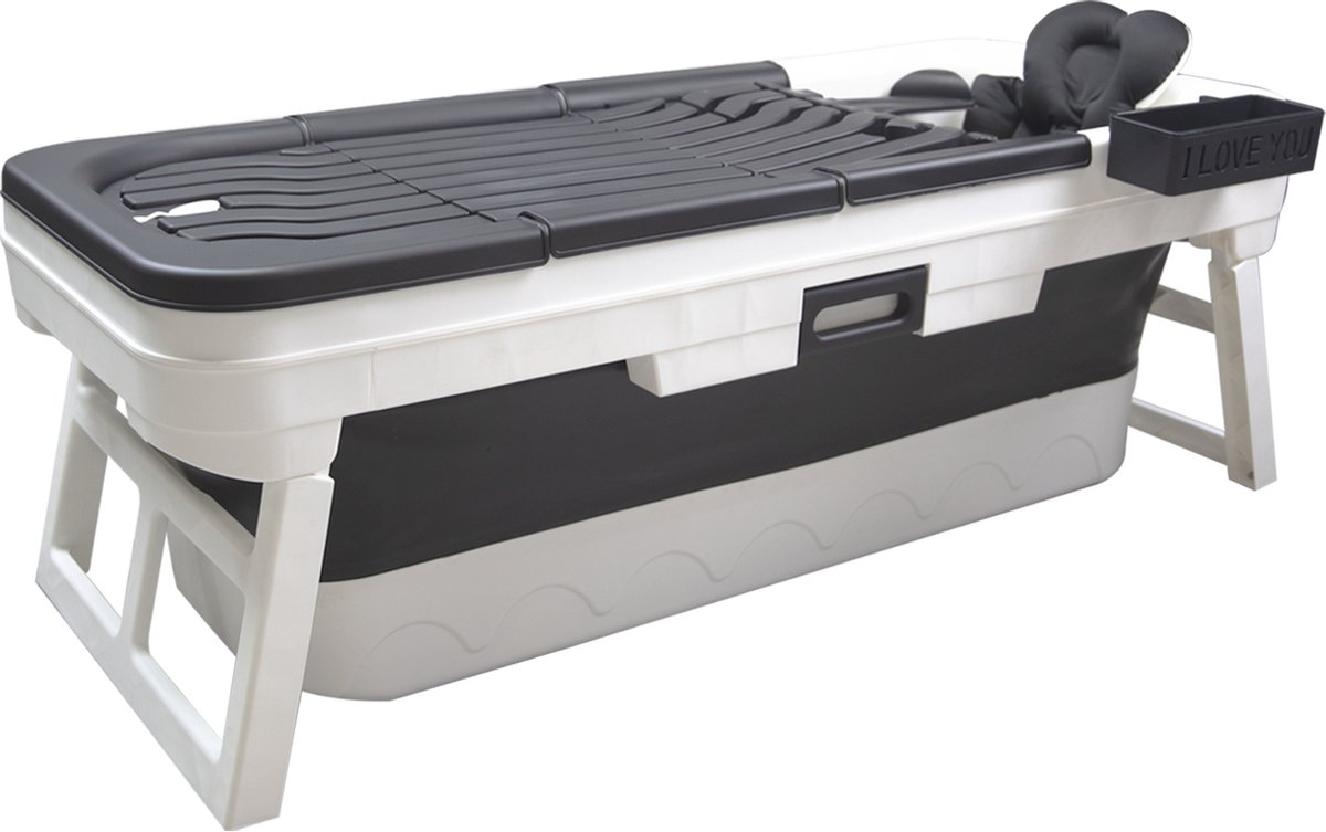 inklapbaar XL bad volwassenen - Opvouwbaar bad - Ligbad - Zitbad - 130cm - Grijs - inc. Badkussen - Zwart inklapbaar XL bad volwassenen - Opvouwbaar bad - Ligbad - Zitbad - 130cm - Grijs - inc. Badkussen - Zwart