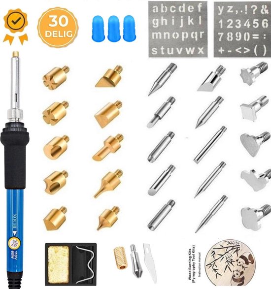 Houtbrander set - Houtbrander - Soldeerbout - Pyrografie - 30 Delige - Professioneel - Houtbrander voor hobby - Soldeerset
