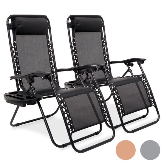LifeGoods Opvouwbare Tuinstoelen - 2 Stuks - 30°-90° Verstelbaar - Metaal - Zwart LifeGoods Opvouwbare Tuinstoelen - 2 Stuks - 30°-90° Verstelbaar - Metaal - Zwart