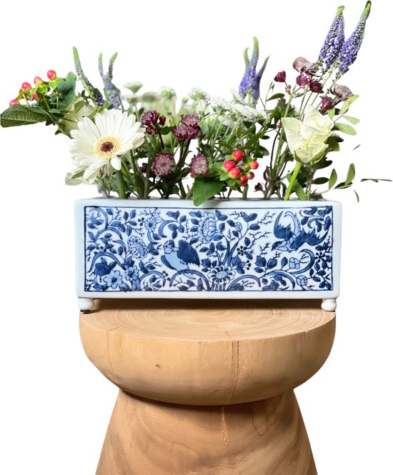 Tulpenvaas - Rijksmuseum - 29 x 12 cm - Delfts blauw - rechthoek - &Klevering - cadeau voor vrouw Tulpenvaas - Rijksmuseum - 29 x 12 cm - Delfts blauw - rechthoek - &Klevering - cadeau voor vrouw