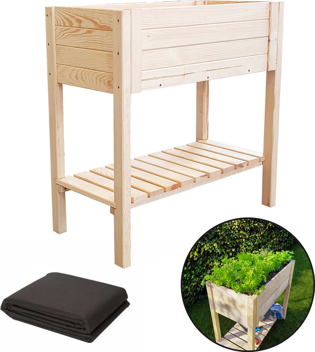 Finesse® - Luxe kweektafel op poten INCL. WORTELDOEK - 80x40x80cm - GEIMPREGNEERDE moestuinbak - grenenhout - Naturel Finesse® - Luxe kweektafel op poten INCL. WORTELDOEK - 80x40x80cm - GEIMPREGNEERDE moestuinbak - grenenhout - Naturel