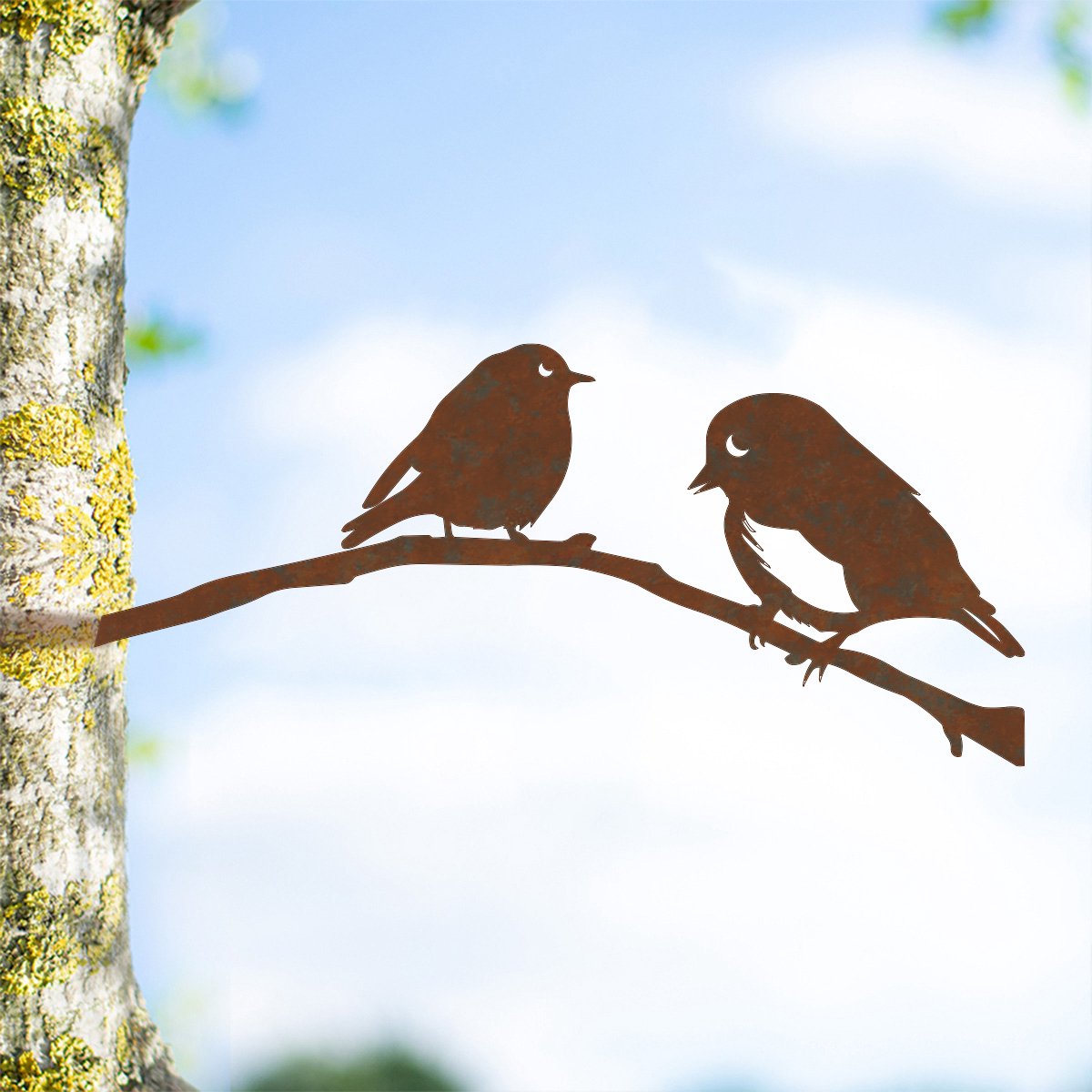 Lifestaal® - Tuindecoratie - Cortenstaal - Metalbird - Boomdecoratie - Roodborstjes paar - 30x12cm Lifestaal® - Tuindecoratie - Cortenstaal - Metalbird - Boomdecoratie - Roodborstjes paar - 30x12cm