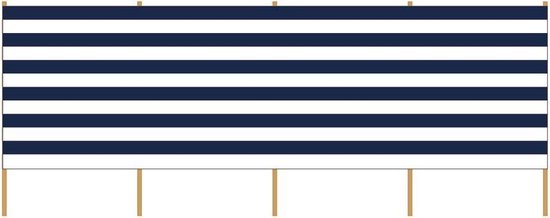 Strand:camping windscherm gestreept wit:blauw 3 meter x 120 cm - Beschutting:schermen voor op het strand:de camping Strand/camping windscherm gestreept wit/blauw 3 meter x 120 cm - Beschutting/schermen voor op het strand/de camping