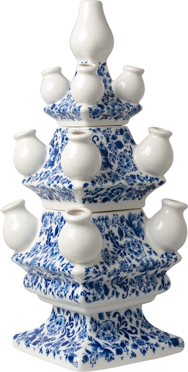 Tulpenvaas Delfts blauw - 40 cm - 3-delig - cadeau voor vrouw Tulpenvaas Delfts blauw - 40 cm - 3-delig - cadeau voor vrouw