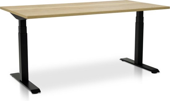 Zit-sta bureau elektrisch MRC - 140 x 80 cm - frame zwart - robuust eiken - Memory bediening + USB
