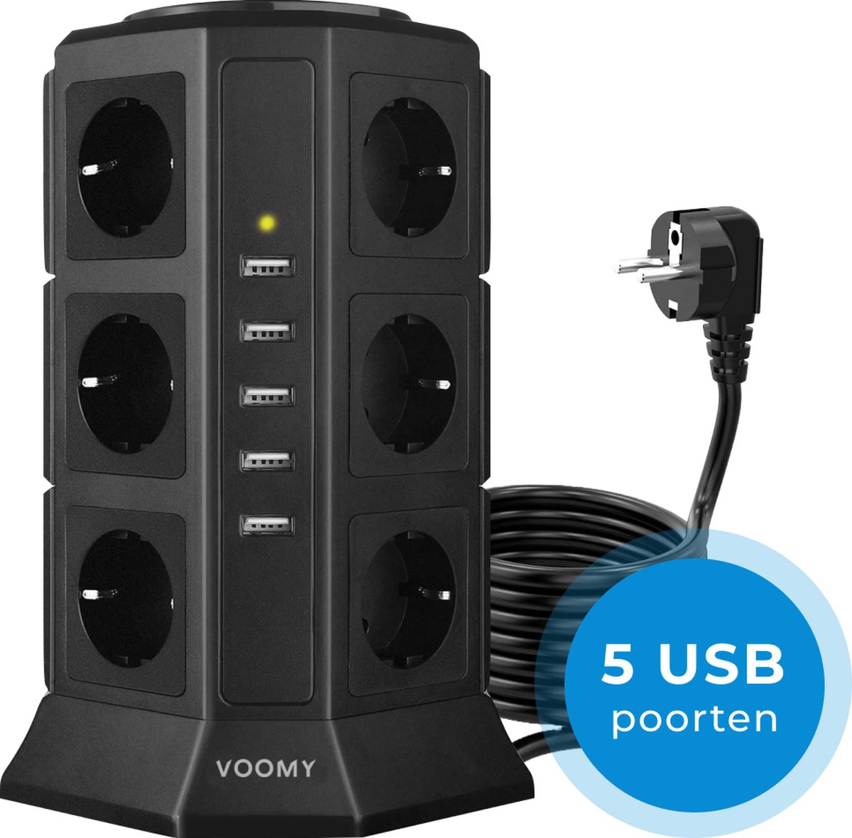 Voomy XL Stekkerdoos met Schakelaar - 5 USB Laders - 12 Stopcontacten Voomy XL Stekkerdoos met Schakelaar - 5 USB Laders - 12 Stopcontacten