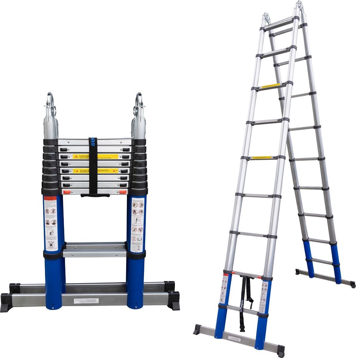 ALDORR Home Telescopische Vouwladder 6,20 meter - met Stabilisatievoet en Soft Closing - Aluminium ALDORR Home Telescopische Vouwladder 6,20 meter - met Stabilisatievoet en Soft Closing - Aluminium