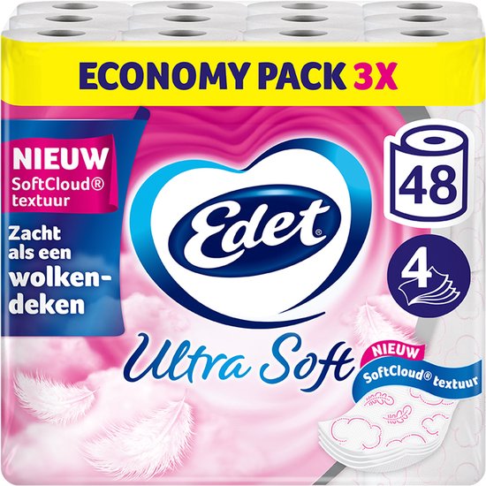 Edet Ultra Soft 4-laags toiletpapier met stro voordeelverpakking 48 rollen