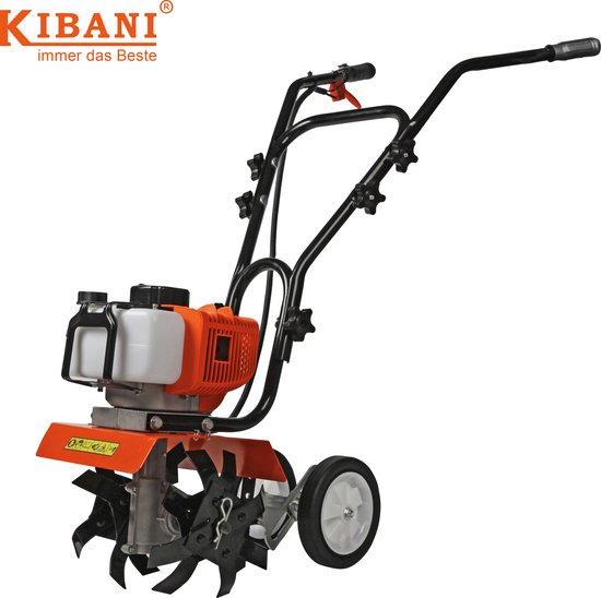 Kibani mini grondfrees op benzine met 52cc Loncin-motor en 30 cm werkbreedte