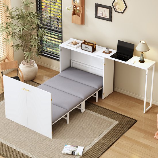 MODENUIT opklapbed kastbed met draaibaar bureau