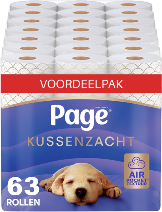 Page Kussenzacht toiletpapier met extra zijde 63 rollen