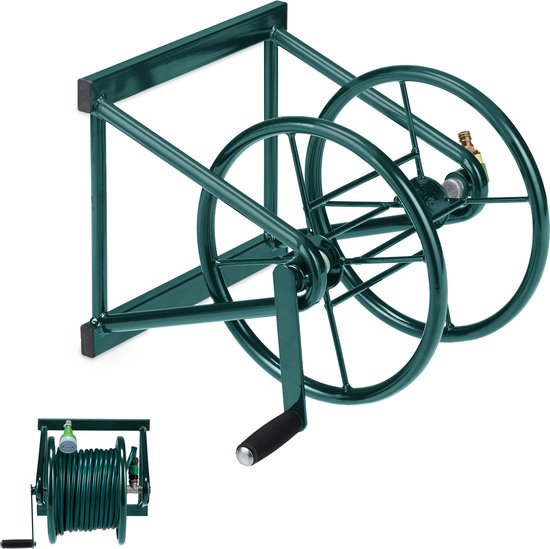 Relaxdays Tuinslanghaspel wandmontage zonder slang 3/4 aansluiting inclusief 1/2 adapter
