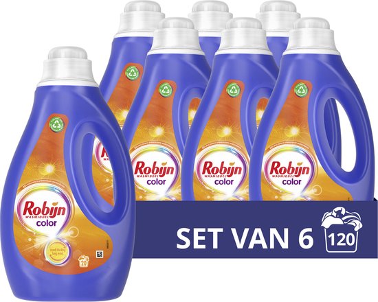 Robijn Color vloeibaar wasmiddel 6 flessen 20 wasbeurten voordeelverpakking