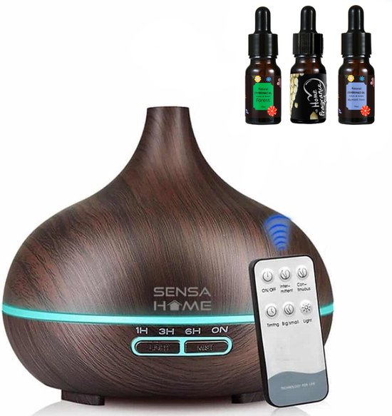 SensaHome ZEN300 Aroma Diffuser met nachtlamp in donkere houtlook